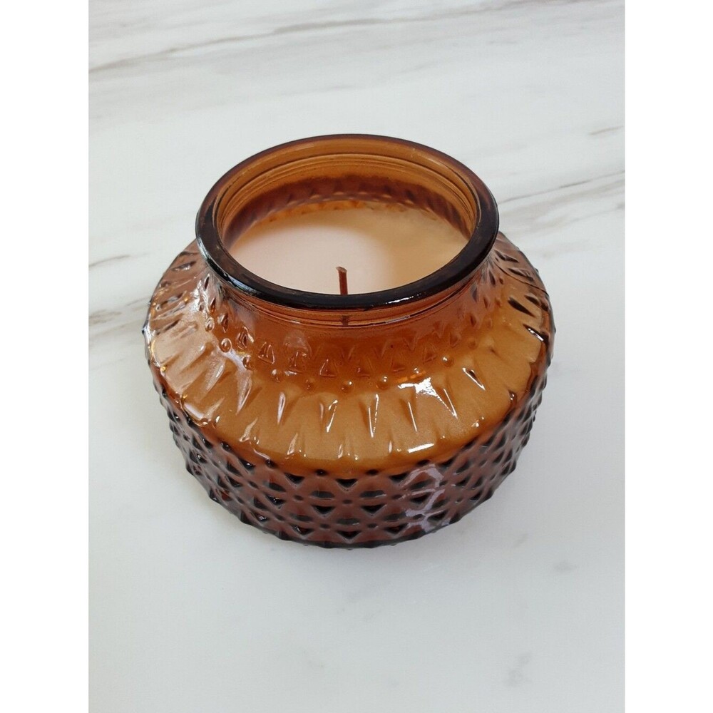 Decorative Hobnail Amber Glass Jar Scented Candle - Warm Amber Home Accent